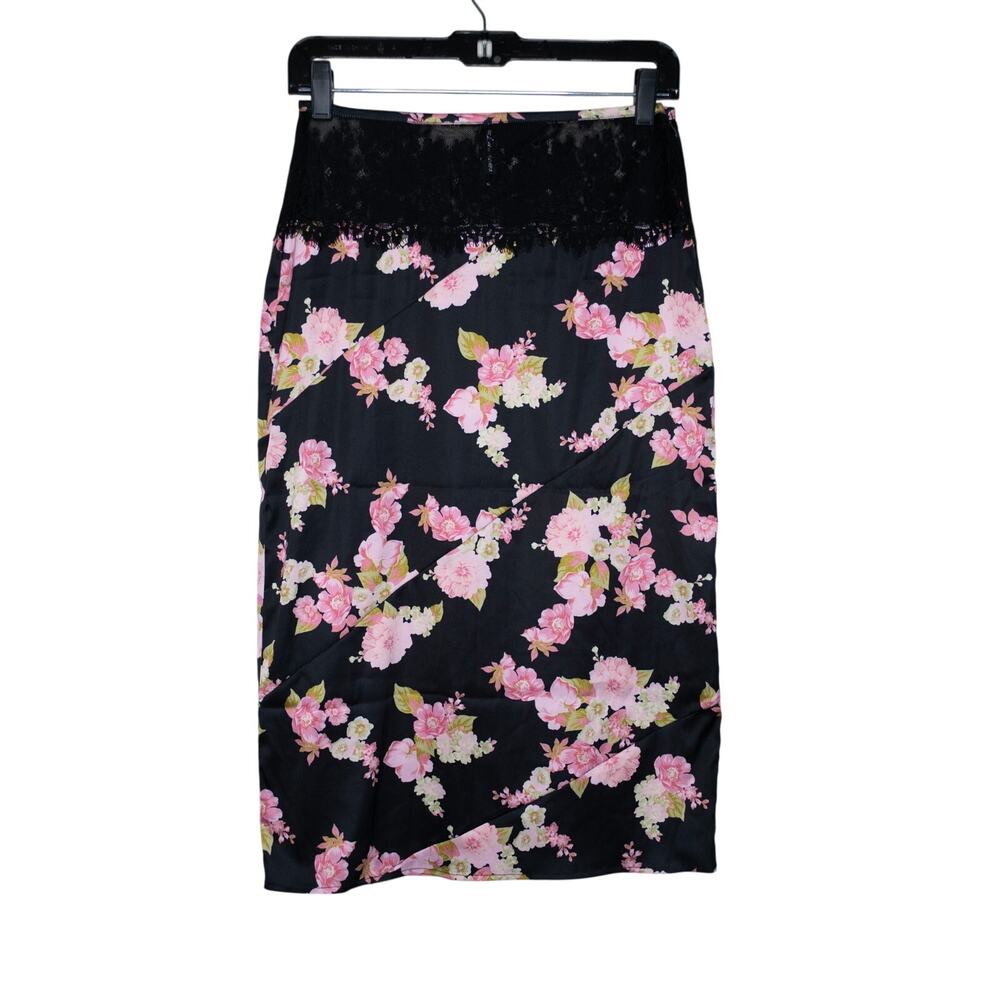 For Love & Lemons Melrose Slip Skirt Black Floral Sheer Lace Waist SZ M - Picture 3 of 9